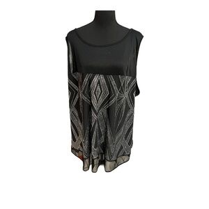 Avenue Black and White Sparkle Tank Top 30/32